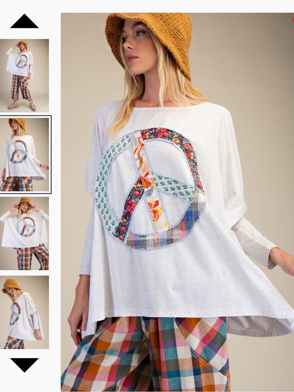 Patchwork Peace Sign Tunic Top